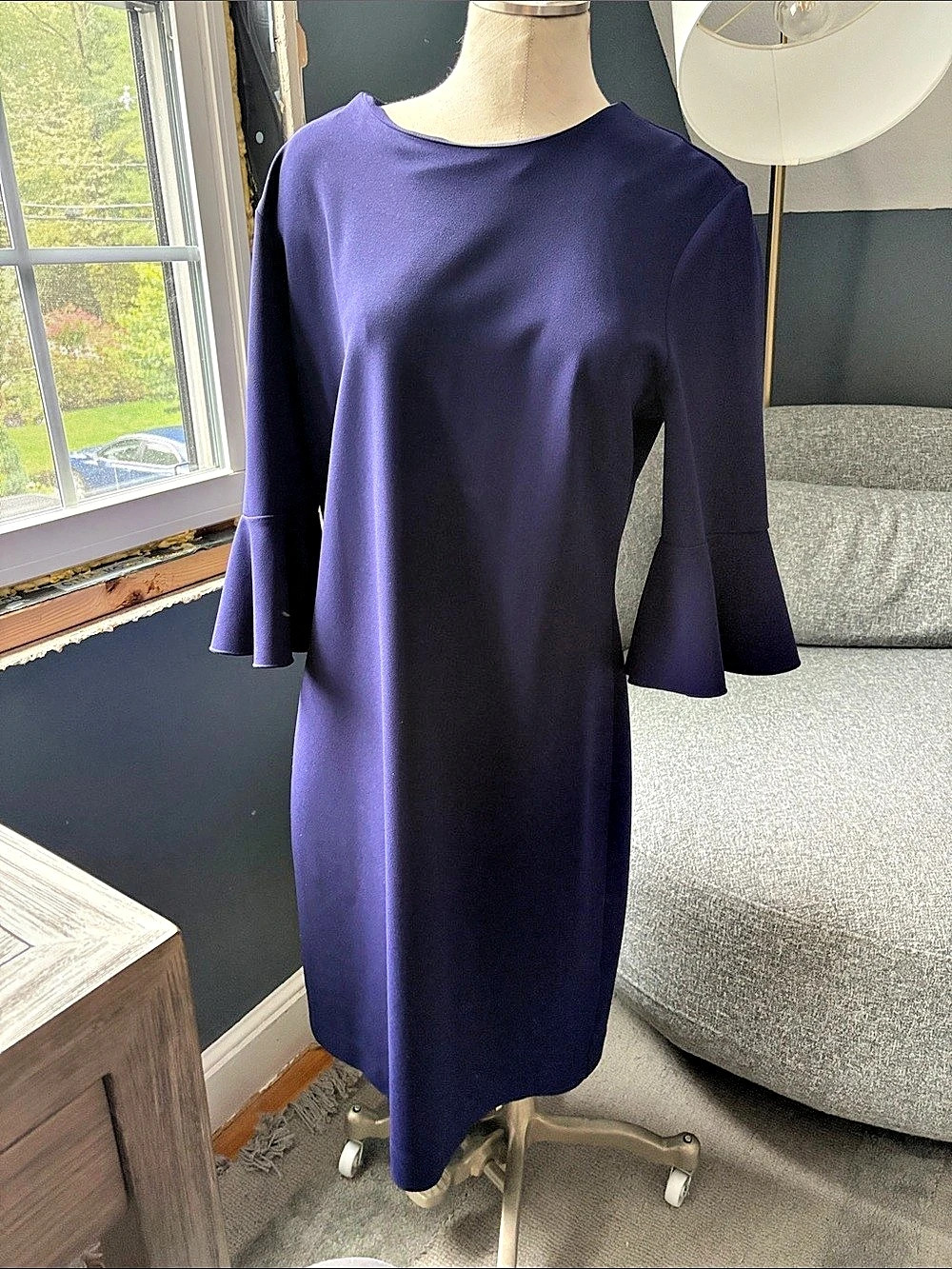 Banana Republic Purple Bell Sleeve Midi Dress Size 14 Like New